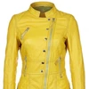 NEW CUSTOMIZED HAND MADE WOMAN,S YELLOW LEATHER JACKET ALL SIZE