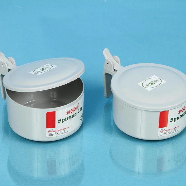 medical grade polypropylene sputum cup with flip cap