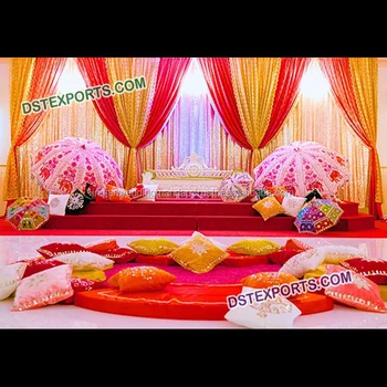 Wedding Mehandi Ceremony Stage Decoration Indian Mehndi Stage