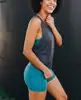 High waist custom women running polyester straight striped sport shorts