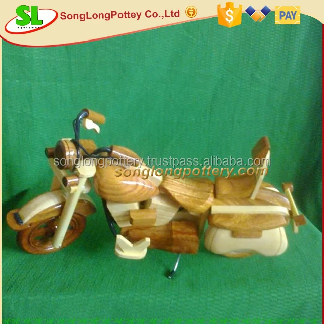 Hand Carved Wooden Motorcycle for Desk Decoration