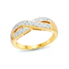 0.15 ct Genuine Diamond 14K Yellow Gold Plated 925 Sterling Silver Jewelry Infinity Engagement Wedding Ring for Women Gift