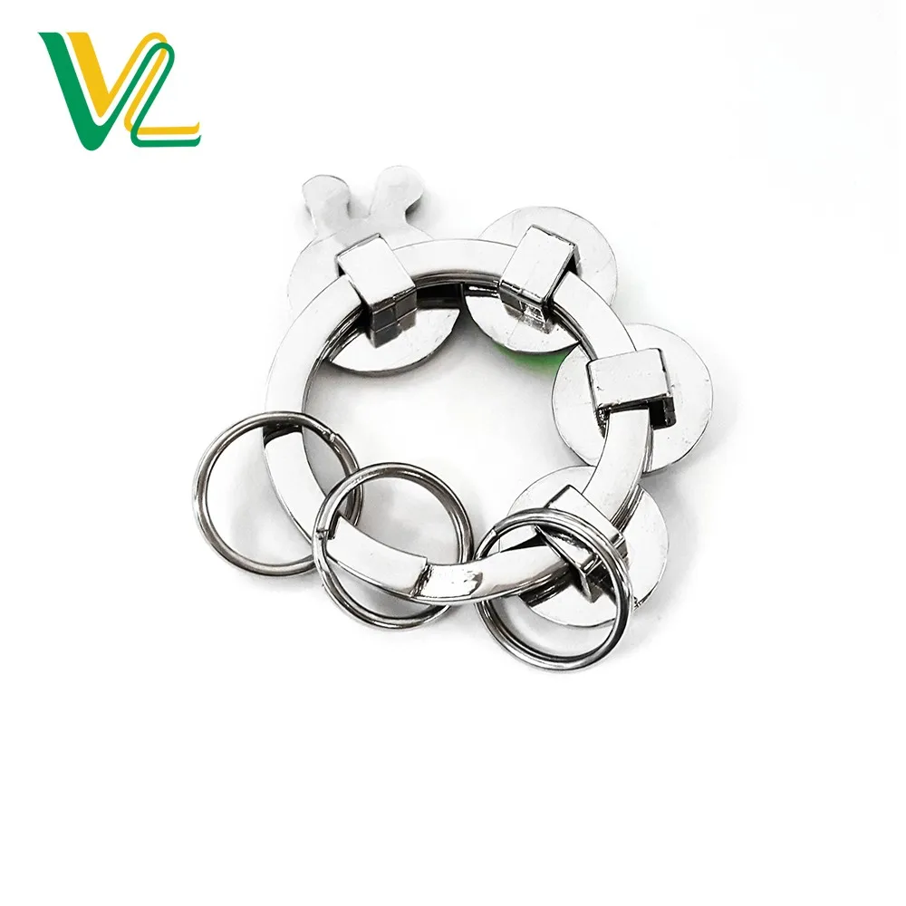 die casting movable crystals nickel split ring gift key chain