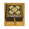 Golden Zari Embroidery work on Black Jewelry Box
