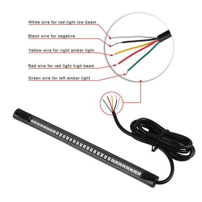 Universal led Motorcycle Light Strip Tail Brake Stop Turn Signal 48SMD Flexible led light for motorcycle