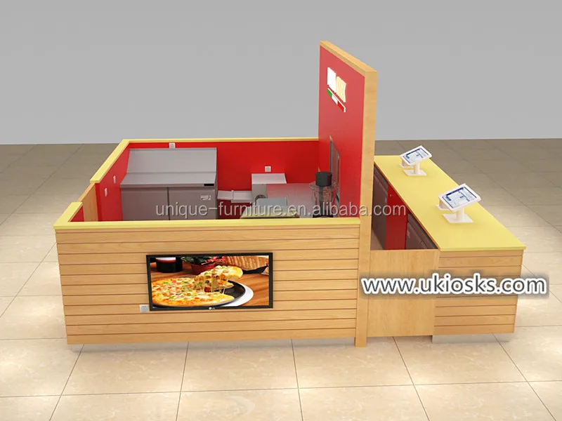12X14ft commercial fast food pizza kiosk & pizza shop counter design for shopping mall