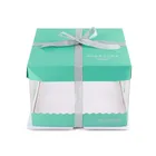 Hot Sale PVC Creative Cute Style Candy Clear Cake Packing Box Square Ribbon Gift Box