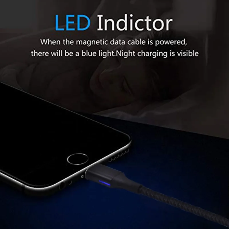 MIUSB Led 3 in1 Magnetic Fast Charging & Data Sync Cable Compatible Micro USB, USB-C Smartphones - ANKUX.COM