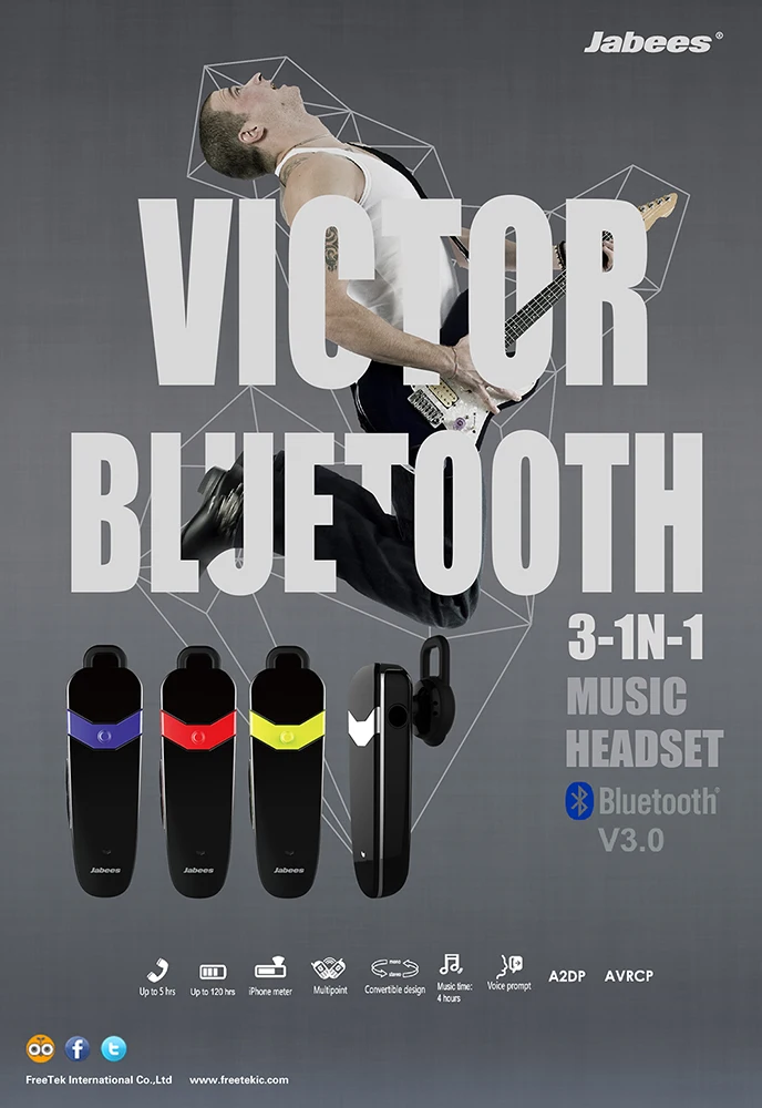 3-in-1 Mono Earphone & Headphone Bluetooth Receiver Clip-on Convertible Wireless Headset 3.5mm Wired Earbud - ANKUX.COM