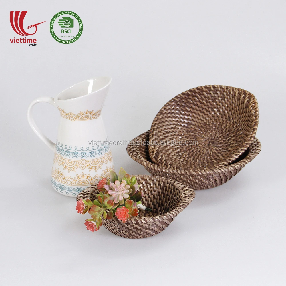 bowl shaped new design 2019 set of 3 rattan basket wholesale