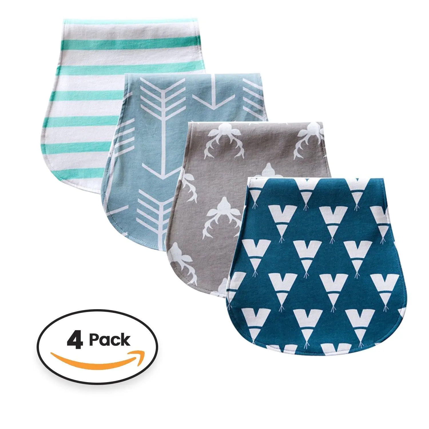 baby burp cloths 4 pack, 100% organic cotton | large, triple
