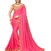 Out Of This World Pink color Chiffon Heavy Border Work Saree.