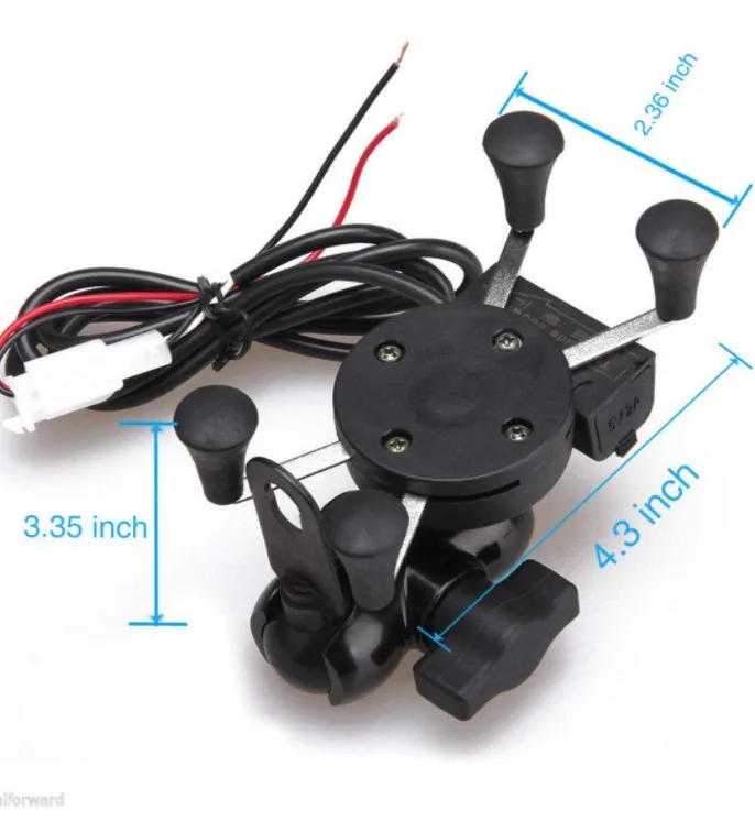 Universal Motorcycle Bike Handlebar Mounted Mobile Phone Holder With USB Charger For 3.5-6 Inch Cell Phone, Black
Universal Motorcycle Bike Handlebar Mounted Mobile Phone Holder With USB Charger For 3.5-6 Inch Cell Phone, Black