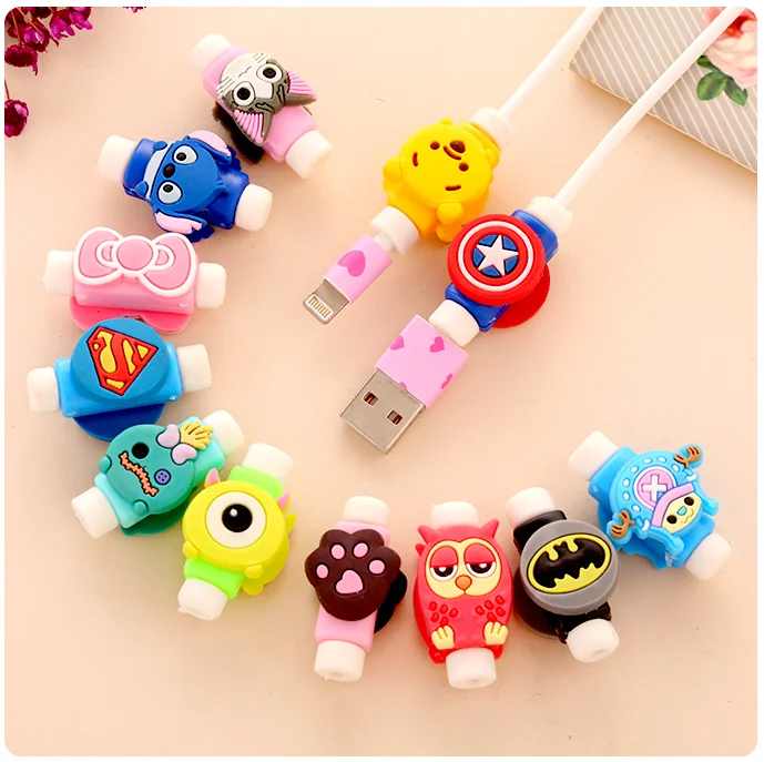 custom cartoon cable charging data cables protector rubber saver protector for mobile with usb cable data charger - ANKUX.COM