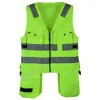 Men's hi vis Tool waistcoat Tool Vest with multi pockets EN20471 Standred 3M Tape