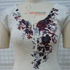 High quality fashionable Ladies Fancy T shirt with short sleeve printed v-neck design.