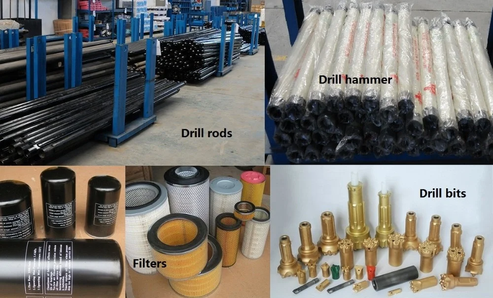 Drill rod drill hammer drill bit  and three filters for drilling machine