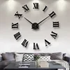 fas1 modern diy large wall clock big watch decal 3d stickers roman numerals mute wall clock home office removable decoration - s