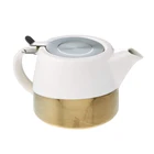 White Ceramic Ceramic Teapot with Stainless Steel Infuser