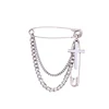 ts00289 Ins Style Hot Selling Moda Bijoux Fashion New Design Rhodium Color Chain Dangle Safety Pin Cross Charm Brooch
