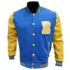 New High Quality Custom Mens Celebrity Blue Letterman Bomber Varsity Lightweight Fleece Jacket