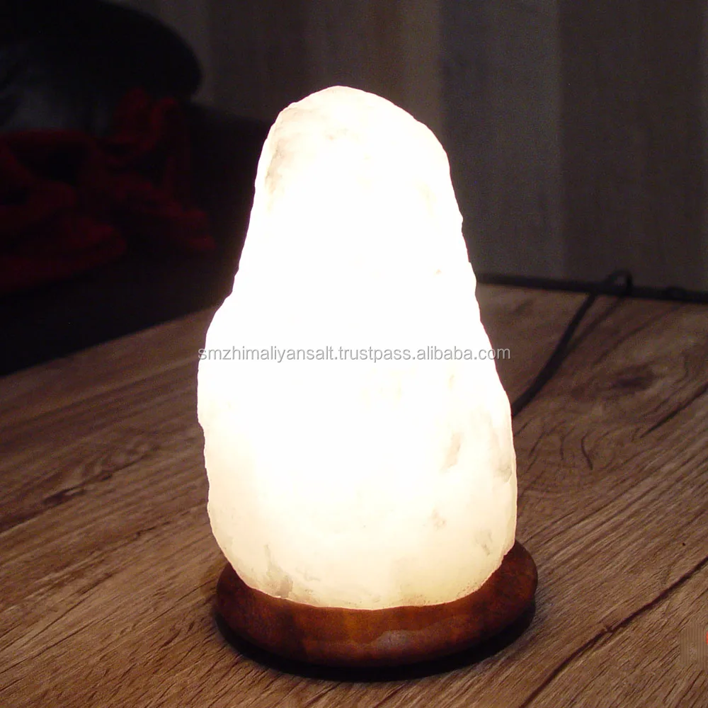 white natural salt lamp