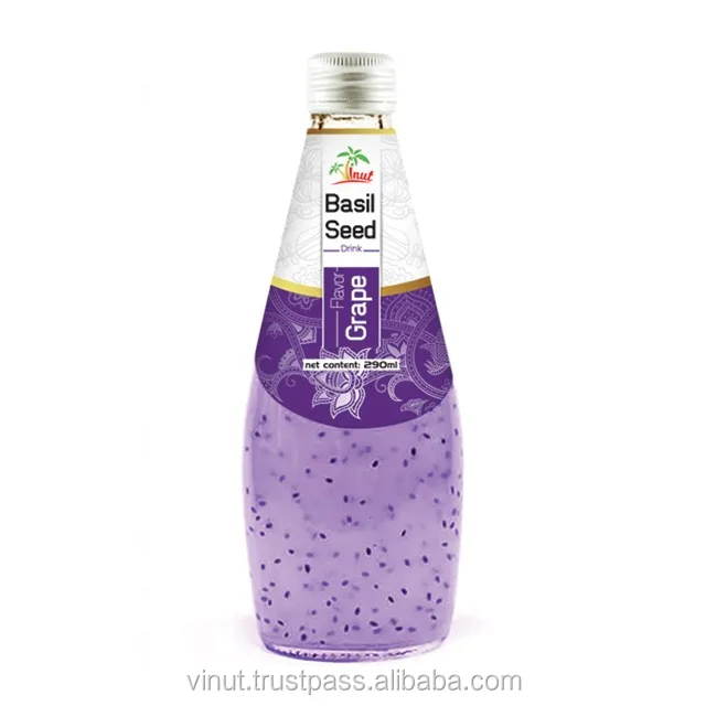 basil seed drink 290ml glass bottle with grape flavour fresh