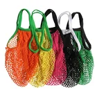 Custom Fruit Set Net Reusable Vegetables 100% Organic Cotton Tote Produce Mesh Shopping Bag