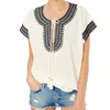 hot bohemian collection embroidery top tunic v-neckline half sleeves loose fitting comfortable summer casual wear