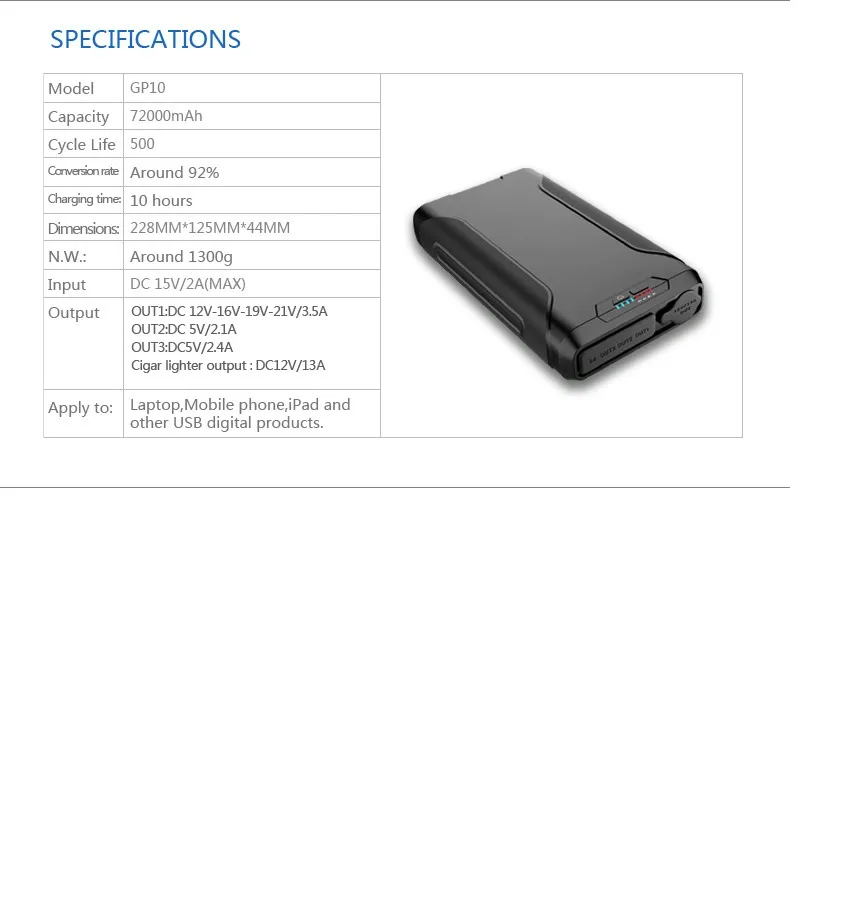Power Bank 72000 mAh - ANKUX.COM