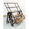 Industrial & vintage iron metal black rusty 5 tier book shelf & Table with wooden planks