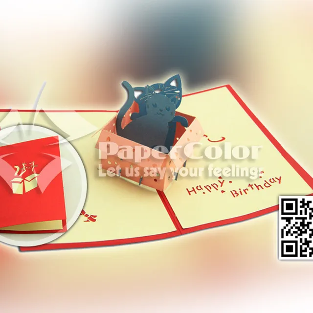 inside a gift box birthday 3d popup greeting card, vietnam hand