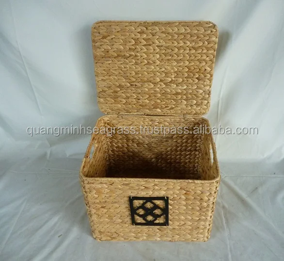 durable water hyacinth blanket basket with lids god price wicker