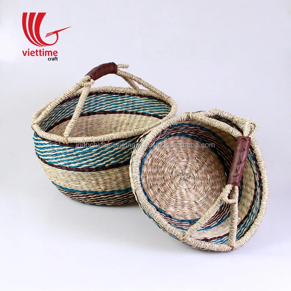 colorful seagrass bolga storage basket wholesale made in vietnam