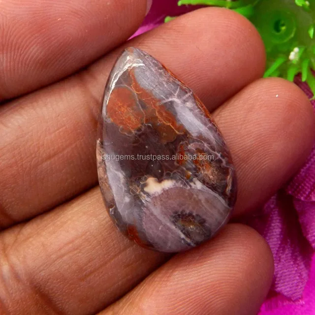 bird eye jasper semi precious 28x18mm pear cabochon 19.