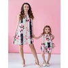Flower Girl Mommy and Me Matching Summer Pink Floral Cute Sundress Outfits/Mother Daughter Same Family Look Elegant Dress