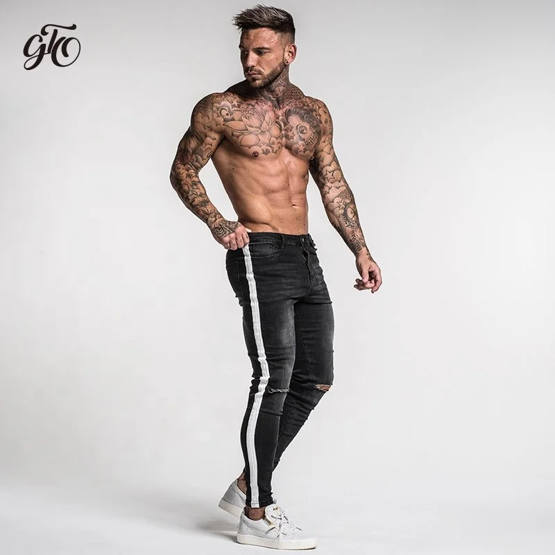 Fashion stretch denim ultra skinny mens damaged black slim straight jeans, N/a
Fashion stretch denim ultra skinny mens damaged black slim straight jeans, N/a