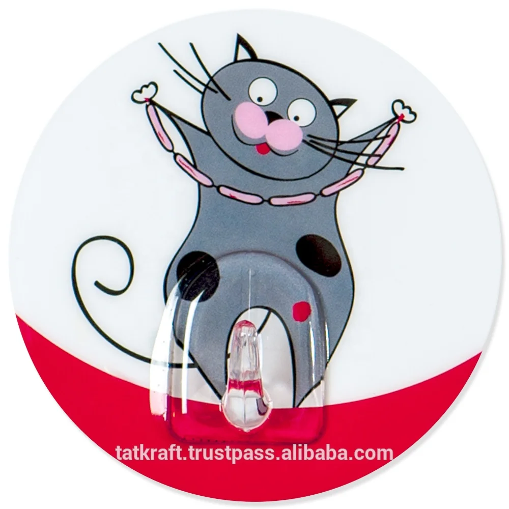 Tatkraft Tom Funny Cats Bathroom Hook Static Cling Multiple Use