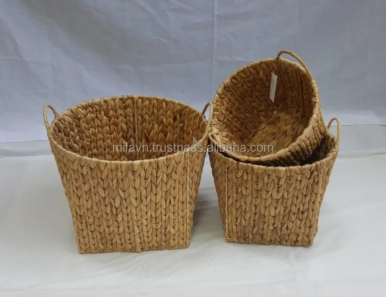 seagrass basket with with blue line - buy wicker laundry baskets