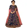 Indian Designer Traditional Navy Blue Color Anarkali Embroidery Partywear Silk New Designer Lehenga With Unstich Blouse