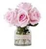 Wholesale Real Touch Artificial Potted flower Arrangements Pink Rose in pot
