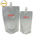 250ml Custom transparent stand up beverage plastic package pouch with spout