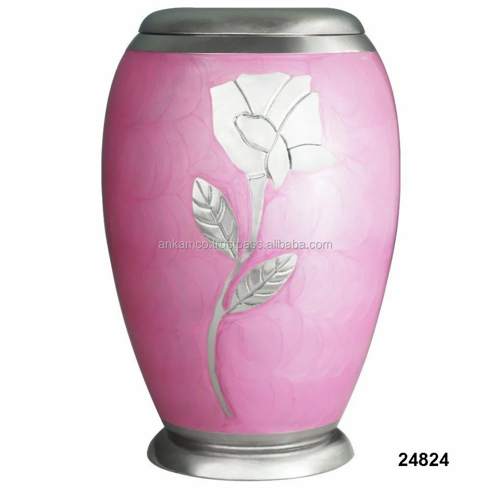 Engraved Silver Rose Pink Brass Urn