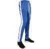 Oem Service Long Drawstring Ankle Zipper Color Block Bulk Track Pants / Blue Jogger With White Stripe