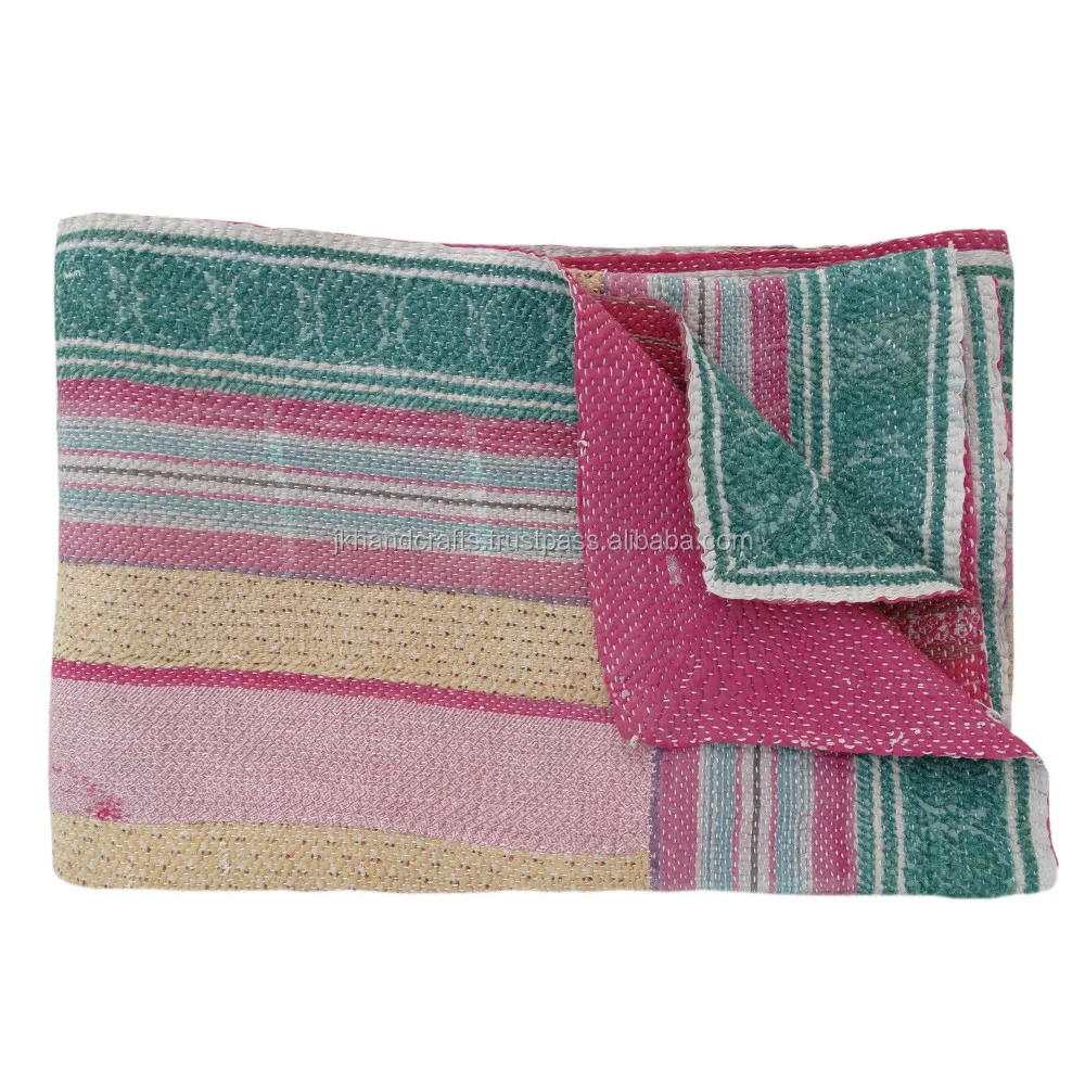 wholesale rare handmade cotton kantha quilt vintage reversible