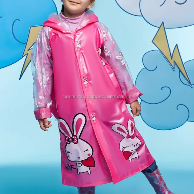 transparent slicker long sleeves hood rain coat lightweight rain