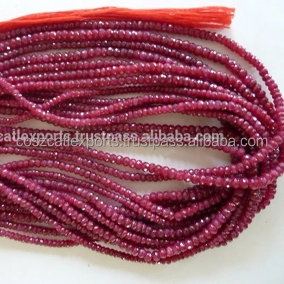 Quality Natural Ruby Faceted Beads String Genuine African Ruby Beads 3-4mm Sold per String 8 inch