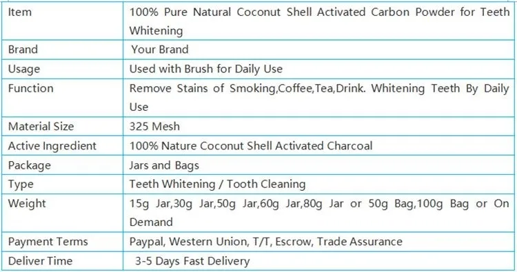Organic Coconut Activated Charcoal And Bentonite Natural Teeth Whitening Charcoal Powder