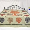 Vintage Handmade Old Kantha Ethnic Handloomed Tree Patchwork Cotton Quilt Bedspread Designer Bed Cover Rally Queen Bedsheet