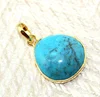 24k Gold Plated Natural Blue Turquoise Pendant Wholesale Making Jewelry